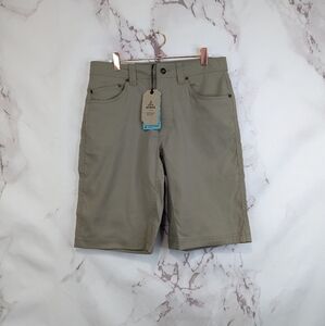 Prana Brion Shorts Size 30 11 Inch Outdoor Limbing Hiking Dark Khaki Tan NEW